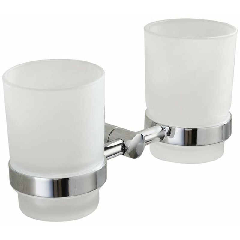 Aqualine - Samba - Porte-verre double, chrome/verre lait SB105