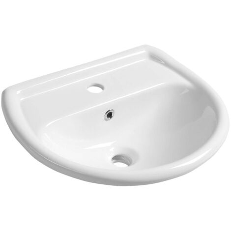 Aqualine Sanitärkeramik - Waschtisch 50x40 cm, mit Überlauf, Hahnloch, weiß 20501