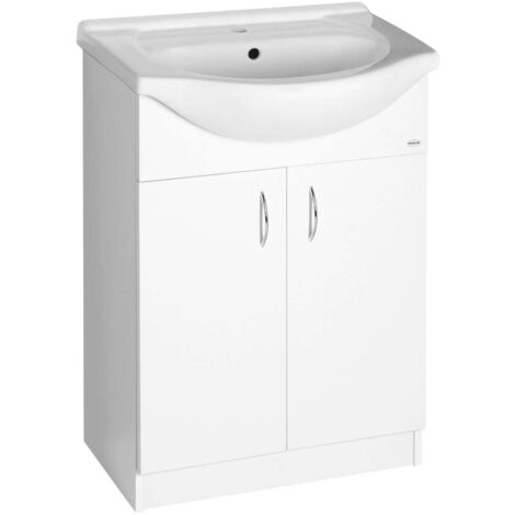 Aqualine Simplex Eco - Armoire lavabo avec lavabo 63x84x31 cm, blanc mat SIME650