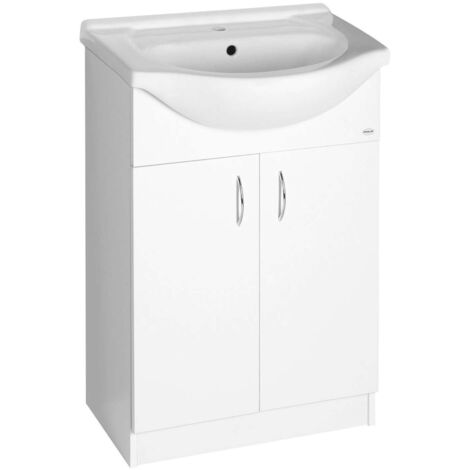 Aqualine Simplex Eco - Mueble de lavabo con lavabo 57x84x31 cm, blanco mate SIME600