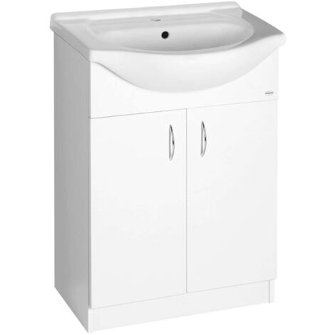 Aqualine Simplex Eco - Mueble de lavabo con lavabo 63x84x31 cm, blanco mate SIME650