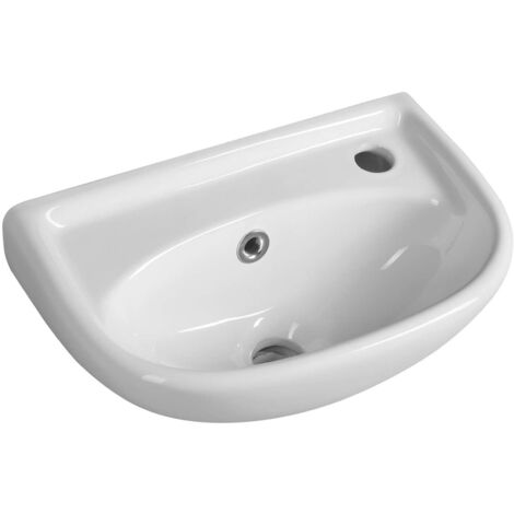 Aqualine Small - Handwaschbecken 39x25 cm, mit Überlauf, Hahnloch rechts, weiß 4000