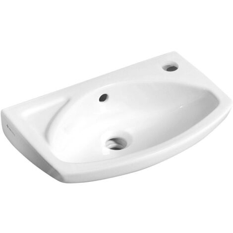 Aqualine Small - Lavabo 450x280 mm, avec trop-plein, avec trou pour robinet, blanc 91451