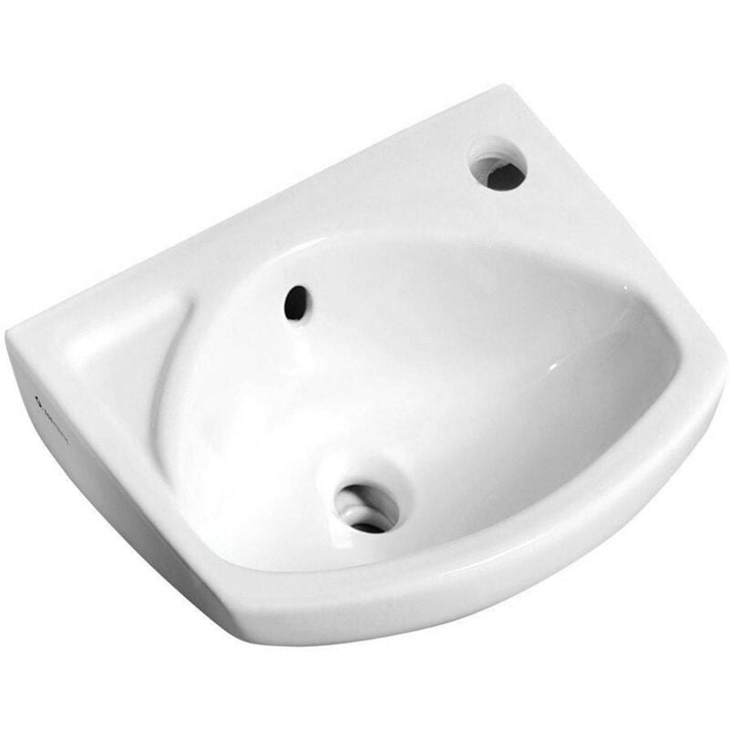 Aqualine - Small - Lave-mains 350x280 mm, avec trop-plein et trou pour mitigeur, blanc 91351
