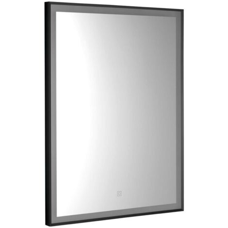 Aqualine - Specchio con illuminazione LED, 80x60 cm, sensore tattile, nero opaco CN060