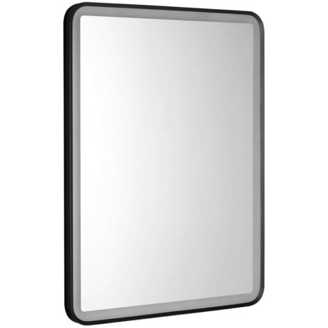 Aqualine - Specchio con illuminazione LED, 80x60 cm, sensore tattile, nero opaco SW060