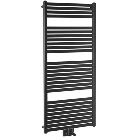 Aqualine Toalleros eléctricos - Toallero eléctrico Tondi, 600x1330 cm, conexión en el centro, negro mate DT486T
