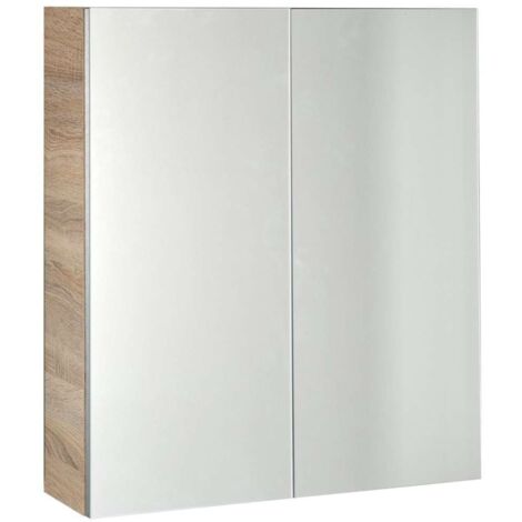 Aqualine Vega - Armario con espejo 60x70x18 cm, roble platino VG860