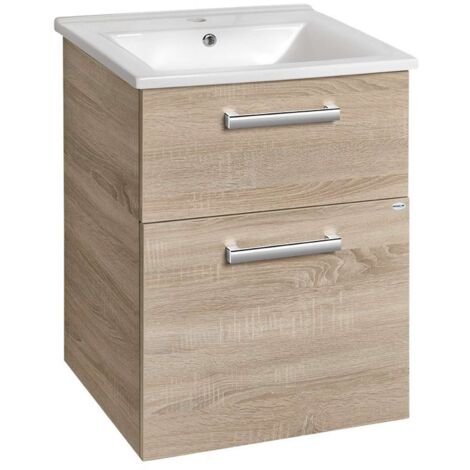 Aqualine Vega - Mobile lavabo 52x73x44 cm, 2 cassetti, rovere platino VG853