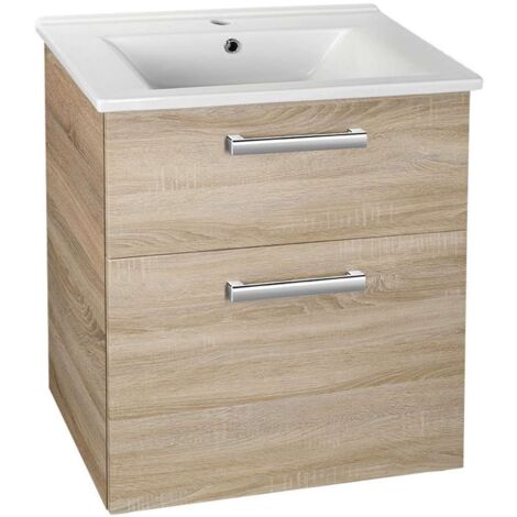 Aqualine Vega - Mobile lavabo, 62x73x44 cm, 2 cassetti, rovere platino VG863