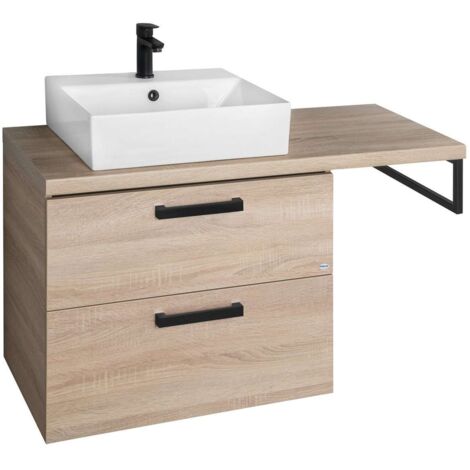 Aqualine Vega - Mueble con lavabo y encimera, 104x45x61 cm, 2 cajones, roble platino VG873-03