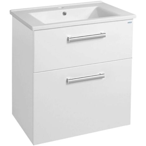 Aqualine Vega - Mueble de lavabo 62x73x44 cm, 2 cajones, blanco VG063