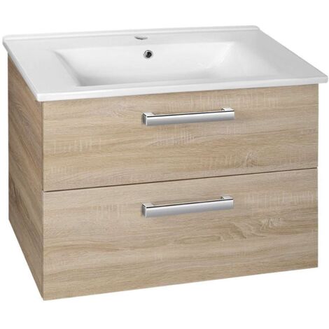 Aqualine Vega - Mueble de lavabo 720x576x436 cm, 2 cajones, roble VG873