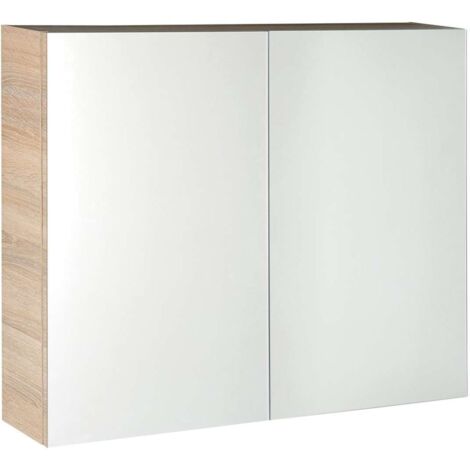 Aqualine Vega - Spiegelschrank, 80x70x18 cm, Eiche platin VG880