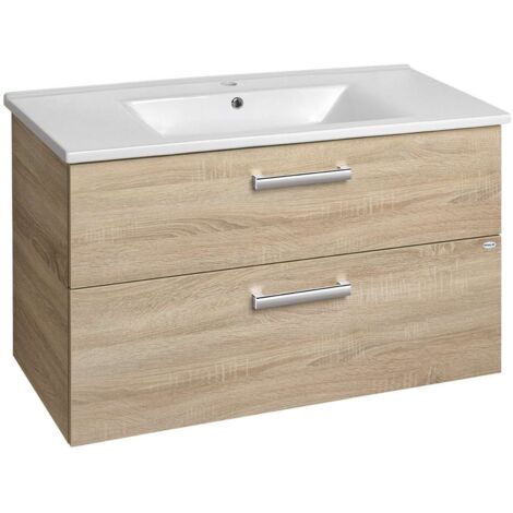 Aqualine Vega - Waschtischunterschrank 97x60x44 cm, Eiche platin VG903