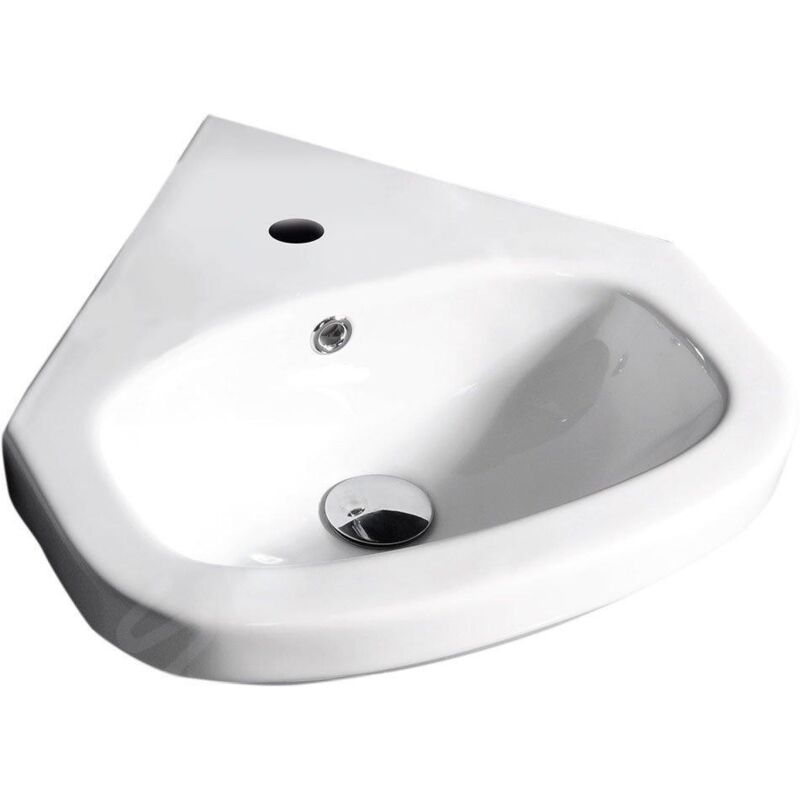 Creavit - Aqualine Vitroya - Lavabo d'angle 460x460 mm, avec trop-plein, trou pour robinet, blanc VT145