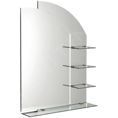 Aqualine Wega - Miroir 650x900 mm, arrondi, avec étagères 65028