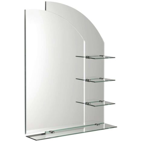 Aqualine Wega - Specchio 65x90 cm, arrotondato, con mensole 65028