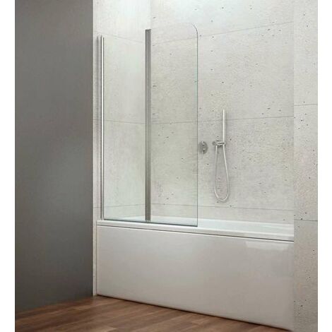 Aqualine Wila - Badewannenabtrennung, faltbar, 90x140 cm, Aluminium glänzend/Klarglas AQ5742