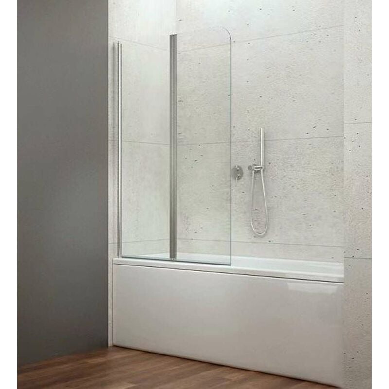 Aqualine - Wila - Paroi de baignoire pliante 90x140 cm, aluminium brillant/verre clair AQ5742