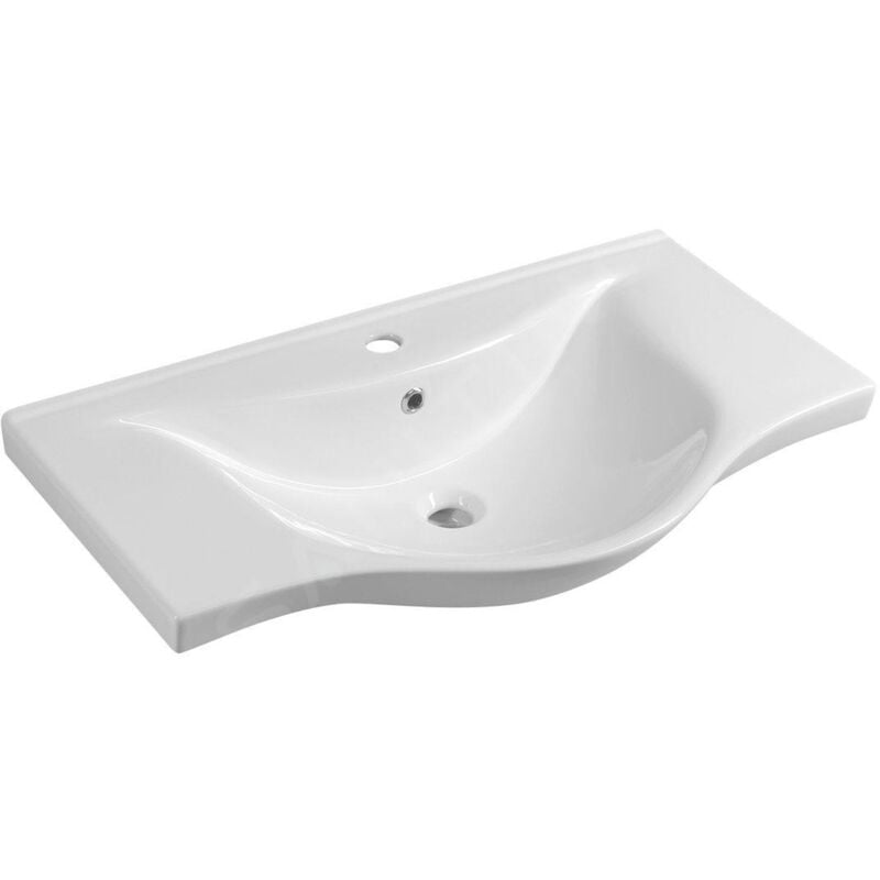 Aqualine - Zara - Lavabo 795x460 mm, avec trop-plein, trou pour robinet, blanc 10080