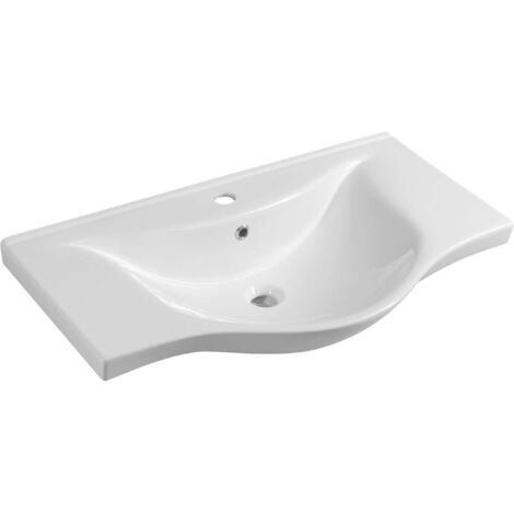 Aqualine Zara - Lavabo 80x46 cm, con rebosadero, orificio para grifo, blanco 10080