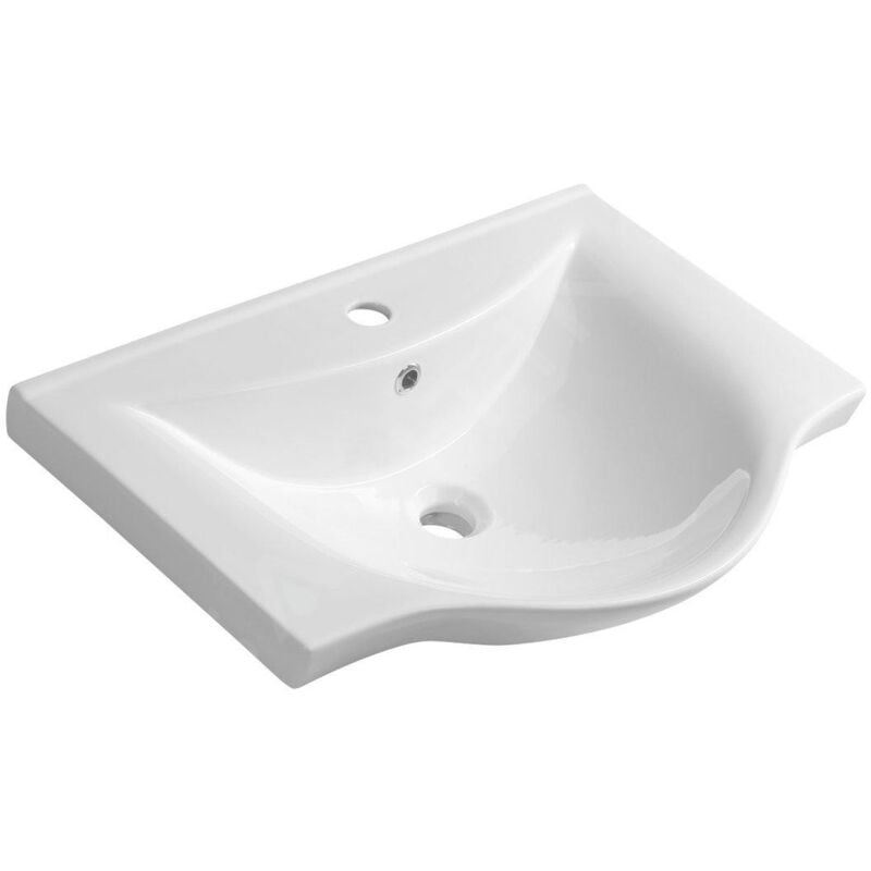 Aqualine - Zara - Meuble lavabo 645x460 mm, avec trop-plein, trou pour robinet, blanc 10065