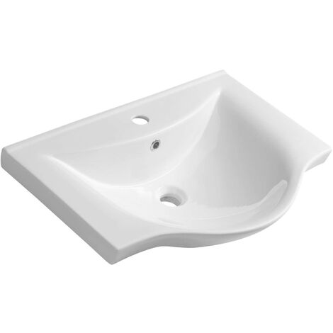Aqualine Zara - Möbelwaschtisch 65x46 cm, mit Überlauf, Hahnloch, weiß 10065