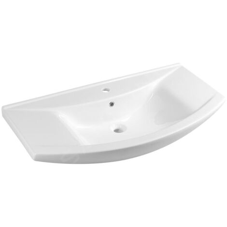 Aqualine Zero - Meuble lavabo 970x510 mm, avec trop-plein, trou pour robinet, blanc 6095