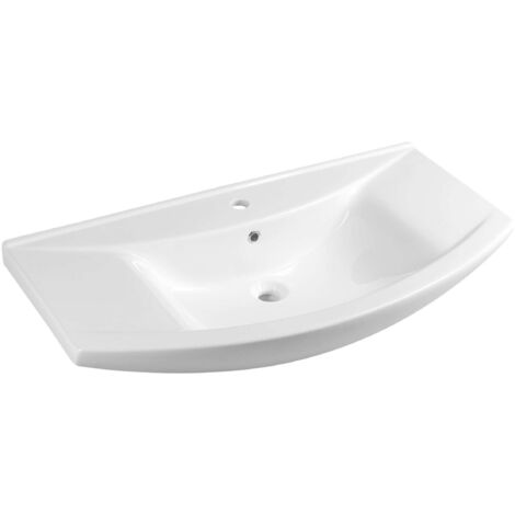Aqualine Zero - Mueble lavabo 97x51 cm, con rebosadero, agujero para grifo, blanco 6095