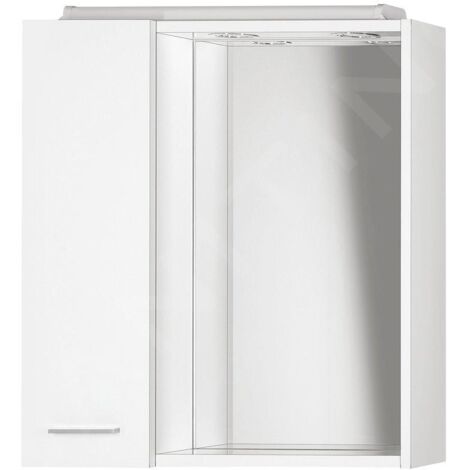 Aqualine Zoja - Armoire de toilette avec éclairage LED 600x600x140 mm, gauche, blanc 45021