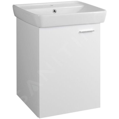 Aqualine Zoja - Armoire lavabo 505x630x371 mm, 1 porte, L/P, blanc 56373