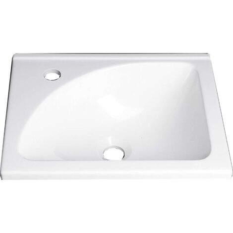 Aqualine Zoja - Lavabo per mobili 40x32 cm, senza sfioratore, foro per rubinetto a sinistra, bianco LM408
