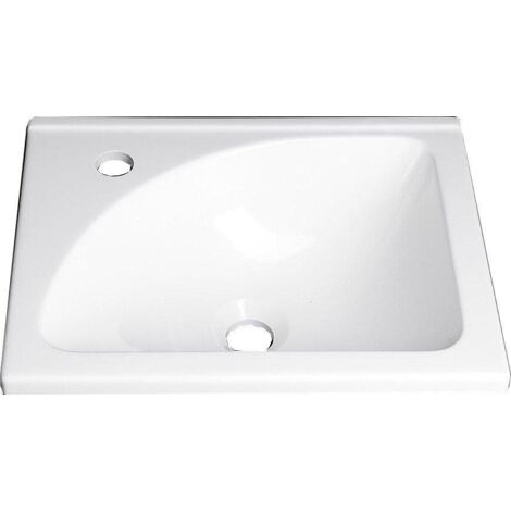 Aqualine Zoja - Meuble lavabo 40x32 cm, sans trop-plein, trou pour robinet à gauche, blanc LM408