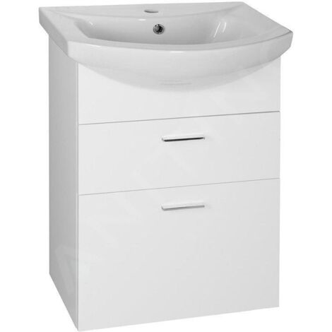 Aqualine Zoja - Meuble lavabo 508x740x299 mm, 2x tiroir, blanc 51051A