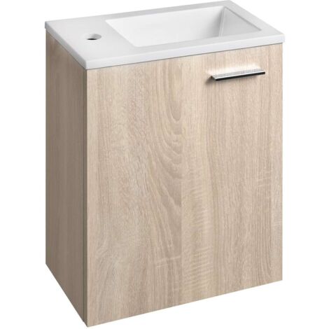 Aqualine Zoja - Mueble con lavabo, 40x50x22 cm, 1 puerta, bisagras I/D, roble platino 51049DP-01