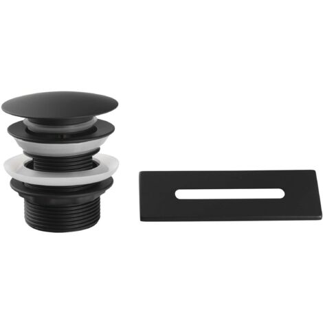 Aqualine Zubehör - Ablaufgarnitur und Überlaufabdeckung für Badewanne, ClickClack, schwarz matt TF9005B