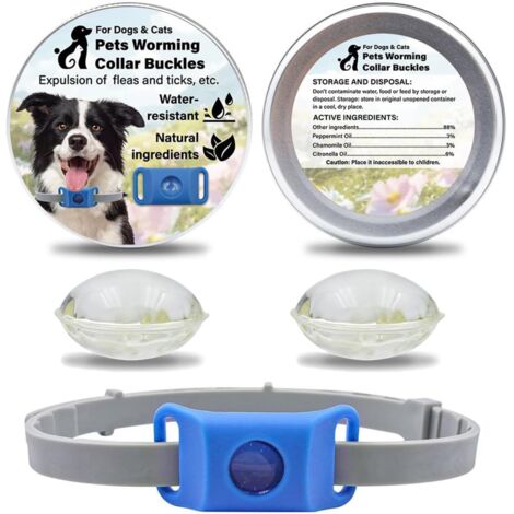 Aquality Pets Floh- und Insektenschutzhalsband für Hunde, Anhänger mit ätherischen Ölen und 2 austauschbaren Kapseln, verstellbar (Blau)