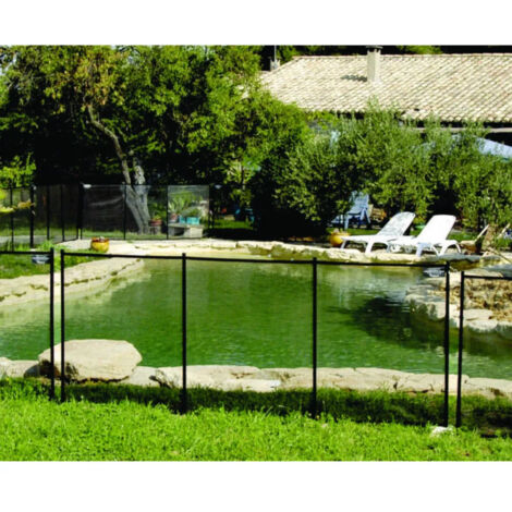 Aqualux – Barrière de piscine souple 3.2 m – Toile polyester enduite PVC – H 1.25 m – Fixation inox double action – Sécurise enfants et animaux