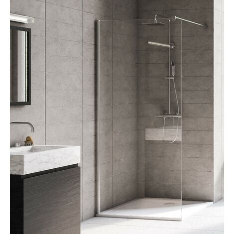 main image of "Aqualux HD8 8mm Wet Room Panel 1200 x 2000mm Silver Clear Glass"
