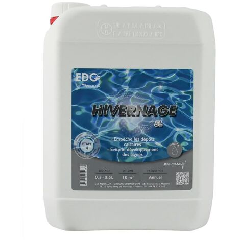 Aqualux – Liquide d’hivernage piscine 5L – Prévention algues et dépôts calcaires – Compatible tous revêtements – Action prolongée