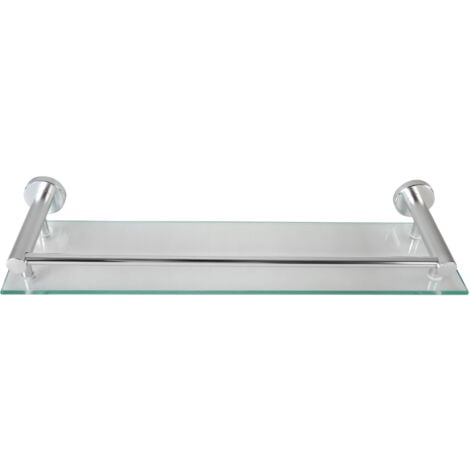 ECOMSOF Aquamarin® Estante de Vidrio para Baño Templado y Rectangular, 50x14cm, con Soporte de Aluminio para Montaje en Pared Organización y Almacenaje del Lavabo