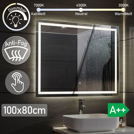Salle de bain rétroactive miroir tactile anti-lapse 3 modes de lumière