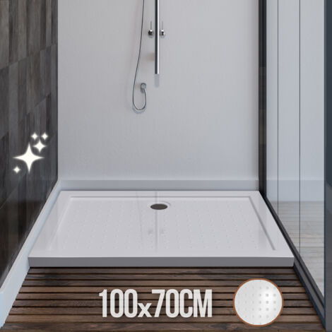 NOVA Aquamarin® Plato de Ducha - Rectangular, 100 x 70 cm, Antideslizante, Acrílico, Ligero, Acabado en Blanco Brillante, Resistente a Arañazos - Cabina, Suelo Ducha, Shower Base, Baños Completos