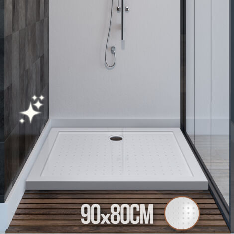 NOVA Aquamarin® Plato de Ducha - Rectangular, 90 x 80 cm, Antideslizante, Acrílico, Ligero, Acabado en Blanco Brillante, Resistente a Arañazos - Cabina, Suelo Ducha, Shower Base, Baños Completos