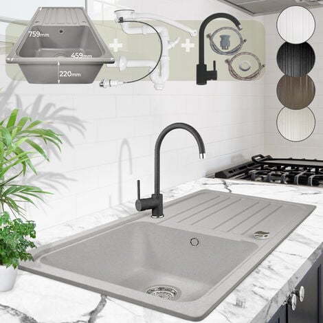 Aquamarin® Spüle Granit Einbauspüle Küchenspüle Spülbecken 75,9 x 45,9cm 