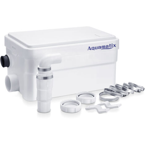Aquamatix – Pompe sanitaire silencieuse 250W – Évacuation eaux usées jusqu'à 10m – 2 entrées pour douche et évier – Indice IPX4