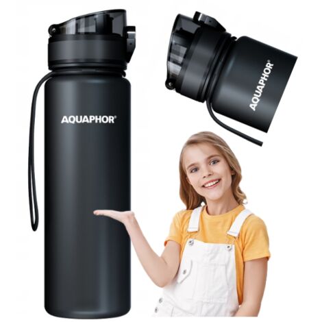 Aquaphor Wasserfilterflasche 0,5l schwarz + 1 Filter