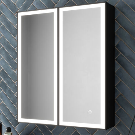 Aquari LED Bathroom Mirror Cabinet Demister Shaver Socket Touch Wall Mounted 700x600mm