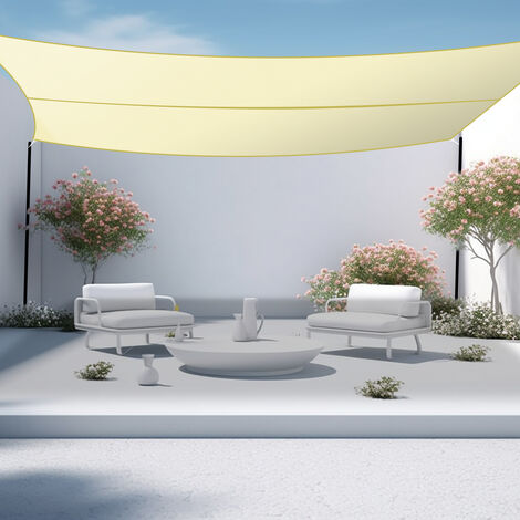 Aquariss 2x2m Sun Shade Sail Canopy Polyester UV Block with Free Rope Sunscreen Awning Square - Ivory